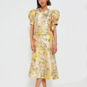 NWT! POMANDER PLACE Lotus Jacquard Thea Blouse and Skirt Set